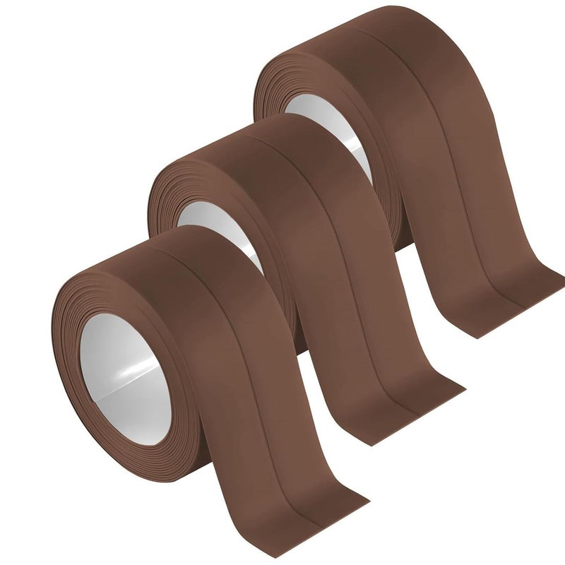 YIYIMIMO 3 Rolls Self-Adhesive Caulk Tape - Waterproof Peel and Stick Sealing Strip (1.5"x10.5 Ft, Brown) for Bathtub, Shower, Sink, Toilet Edge Protector & Kitchen Countertop - No Mess Alternative to Caulking - Image 1